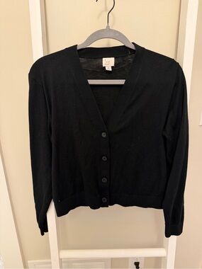 a new day Black V-Neck Button-Front Cardigan